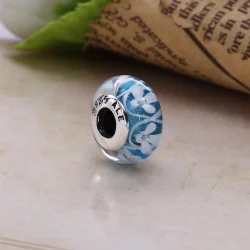 Charms PANDORA Szklane fioletowe kwiaty
