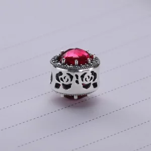 PANDORA Disney Belle's Radiant Rose Cerise Crystals & Cubic Zirconia Charm