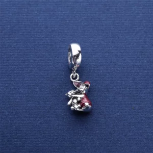 PANDORA Disney Piglet Transparent Cerise Enamel Charm