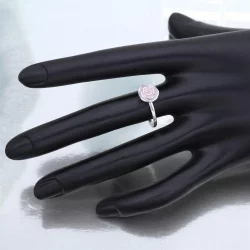 PANDORA Rose Garden Stackable Ring, Pink Enamel