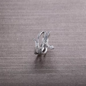 PANDORA Swirling Snake Ring, Clear CZ