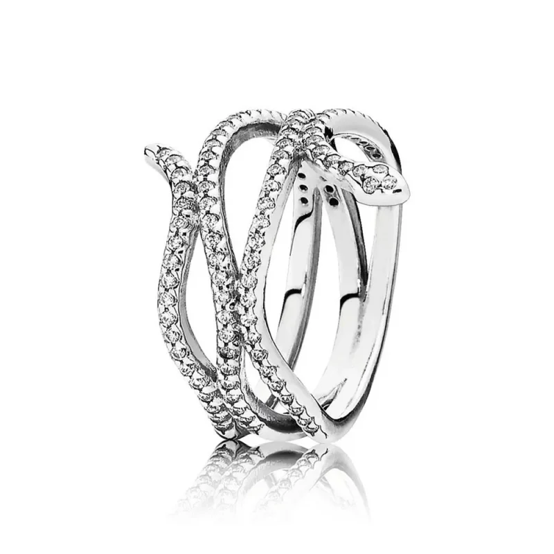 (zdjęcie do) PANDORA Swirling Snake Ring, Clear CZ