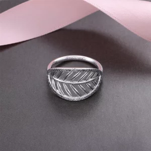 PANDORA Tropical Palm Leaf Ring, Clear CZ