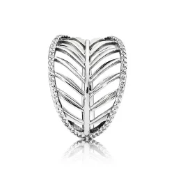 PANDORA Tropical Palm Leaf Ring, Clear CZ