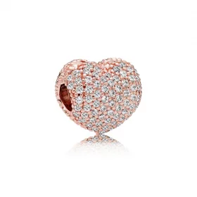 Klips Pavé Otwórz moje serce, PANDORA Rose