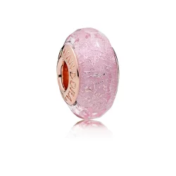 Charms Różowe błyszczące szkło Murano, PANDORA Rose