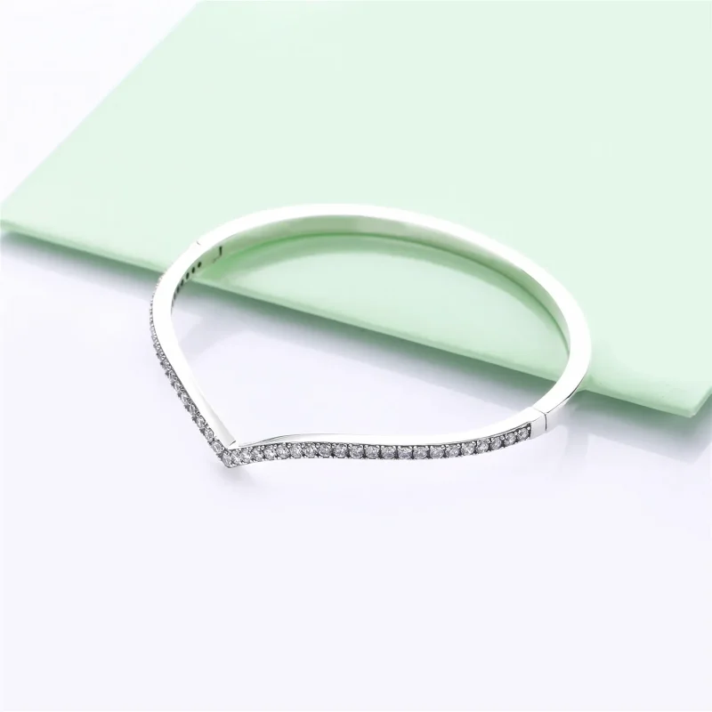 (zdjęcie do) Srebrna bransoletka wishbone bangle, cyrkonia sześcienna, PANDORA PL - Wyświetl 2