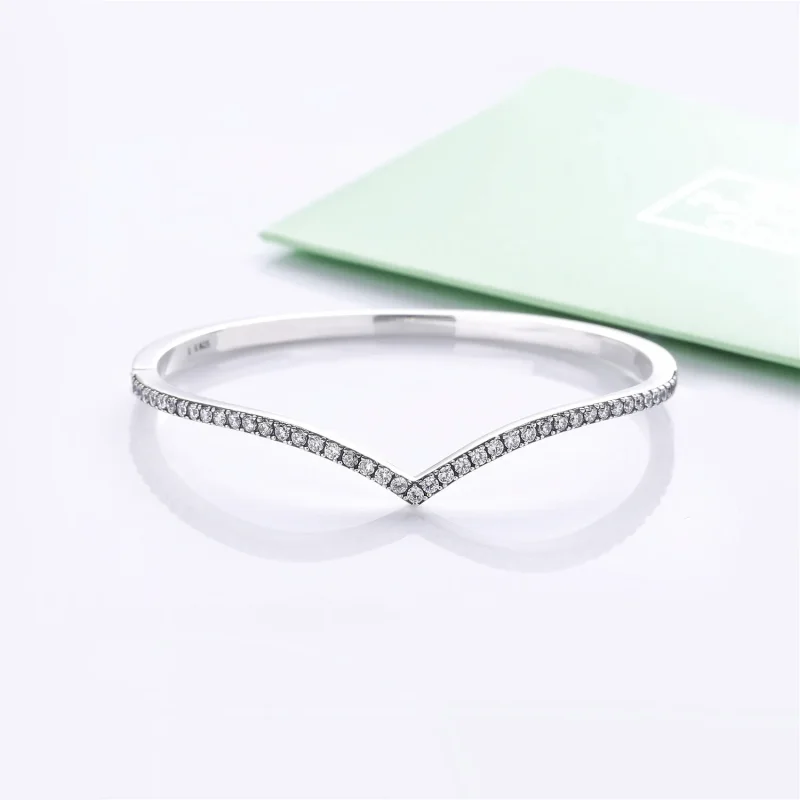 (zdjęcie do) Srebrna bransoletka wishbone bangle, cyrkonia sześcienna, PANDORA PL - Wyświetl 3