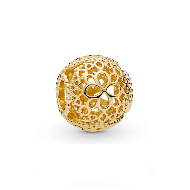 (zdjęcie do) Charms Ażurowy kwiat, Pandora Shine, Srebro pozłacane – PANDORA P