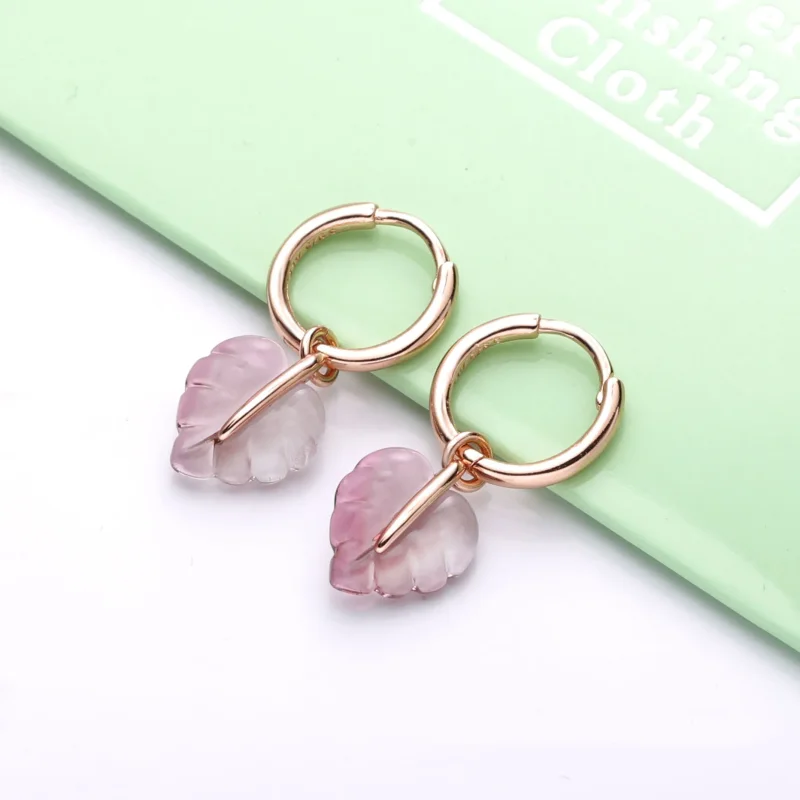(zdjęcie do) Kolczyki Pandora Rose z listkami z różowego szkła Murano 288317PMU - Wyświetl 2