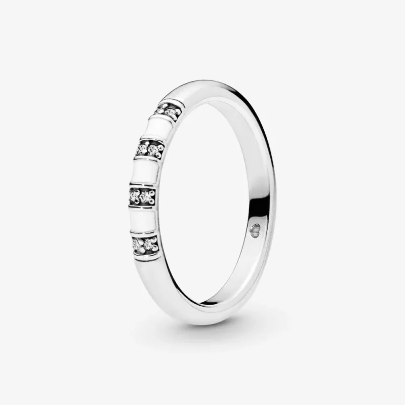 (zdjęcie do) pierścionek PANDORA w błyszczące i białe pasy 198052CZ