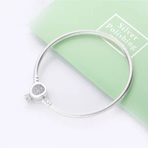 Srebrna bransoletka PANDORA o splocie wężykowym z monogramem 598286CZ