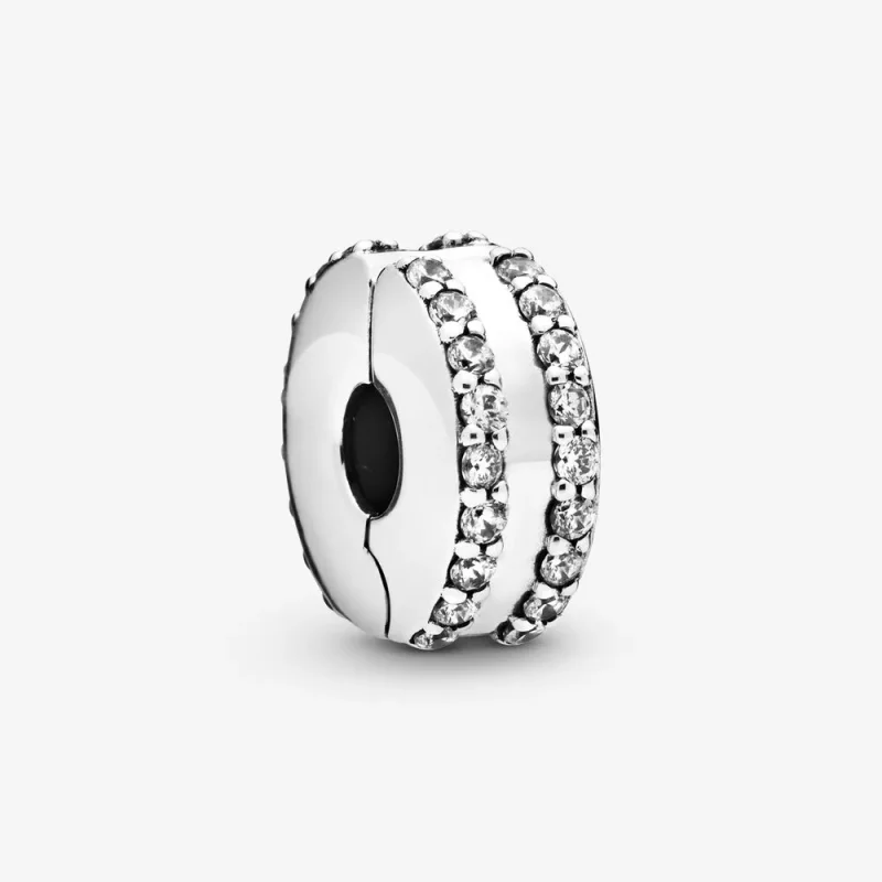 (zdjęcie do) Klips PANDORA pavé z dwoma pasmami cyrkonii 798422C01