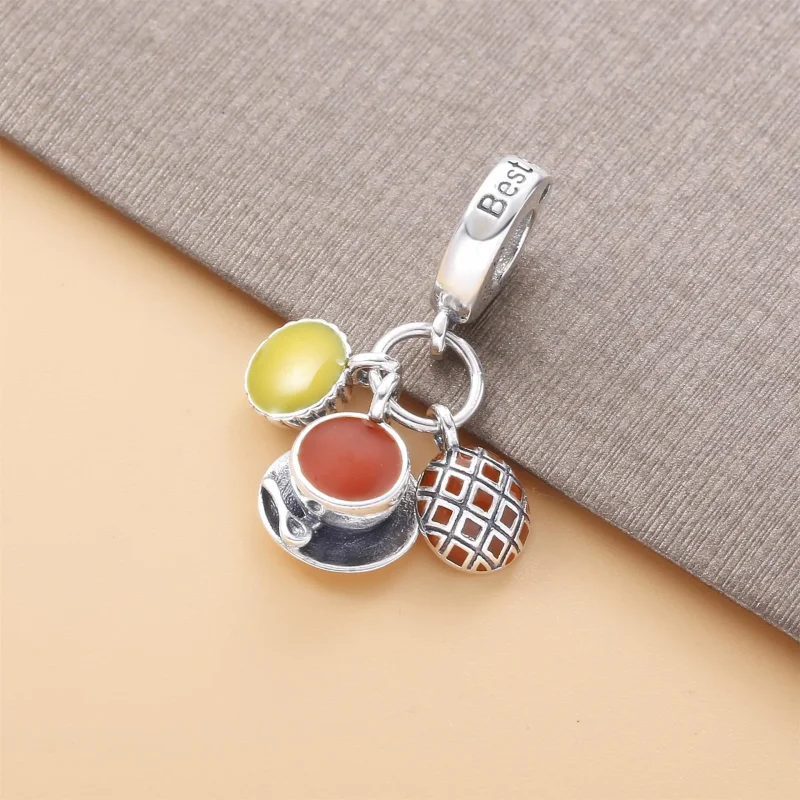 (zdjęcie do) Charm PANDORA Tarta jajeczna, mleczna herbata i bułka ananasowa 798355ENMX - Wyświetl 2