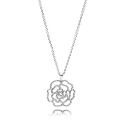 Srebrny Naszyjnik PANDORA z zawieszką 390368CZ-90