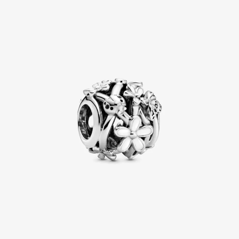 (zdjęcie do) Charms Pandora Ażurowe białe stokrotki 798772C01