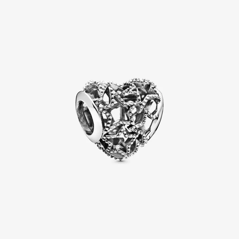 (zdjęcie do) Charms Pandora Ażurowe Serce i zroszony gwiazd 798462C00