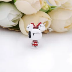 Disney Charms Pandora Myszka Minnie z sukienką i kokardą w grochy 798880C02