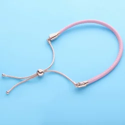 Pandora moments pink leather slider bracelet