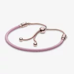 Pandora moments pink leather slider bracelet