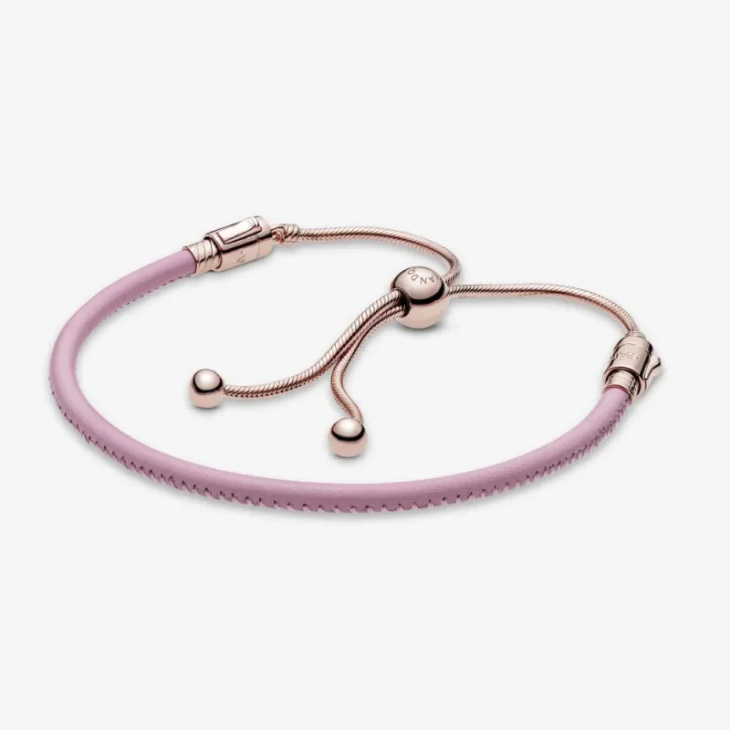 (zdjęcie do) Pandora moments pink leather slider bracelet