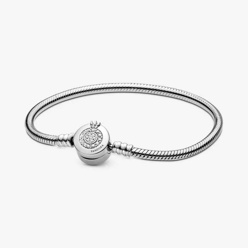 (zdjęcie do) Bransoletka wężykowa Pandora Moments z O w koronie