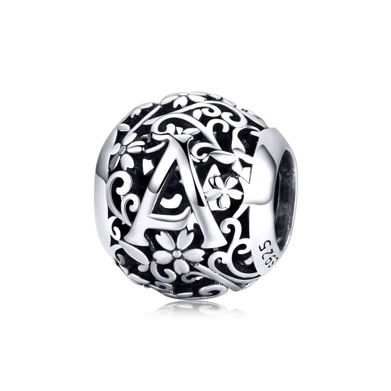 (zdjęcie do) Charms Typu Pandora Kwiatowa Ażurowy Litera A - SCC1444-A