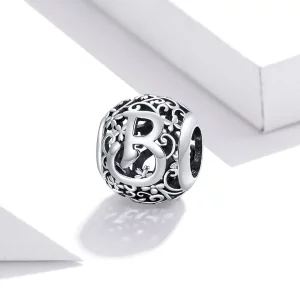 Charms Typu Pandora Kwiatowa Ażurowy Litera B - SCC1444-B