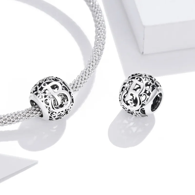 (zdjęcie do) Charms Typu Pandora Kwiatowa Ażurowy Litera B - SCC1444-B - Wyświetl 4