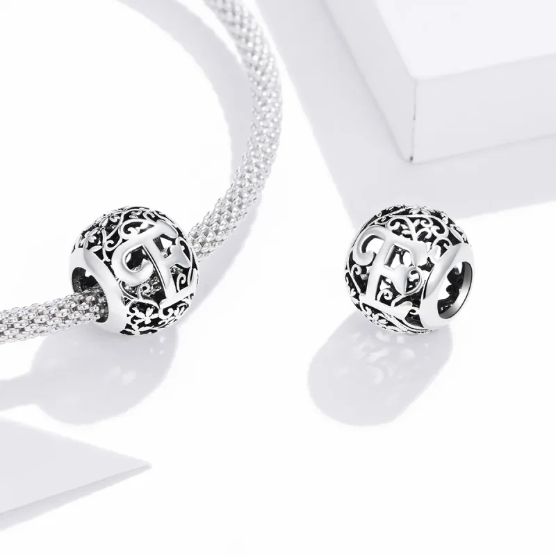 (zdjęcie do) Charms Typu Pandora Kwiatowa Ażurowy Litera E - SCC1444-E - Wyświetl 4