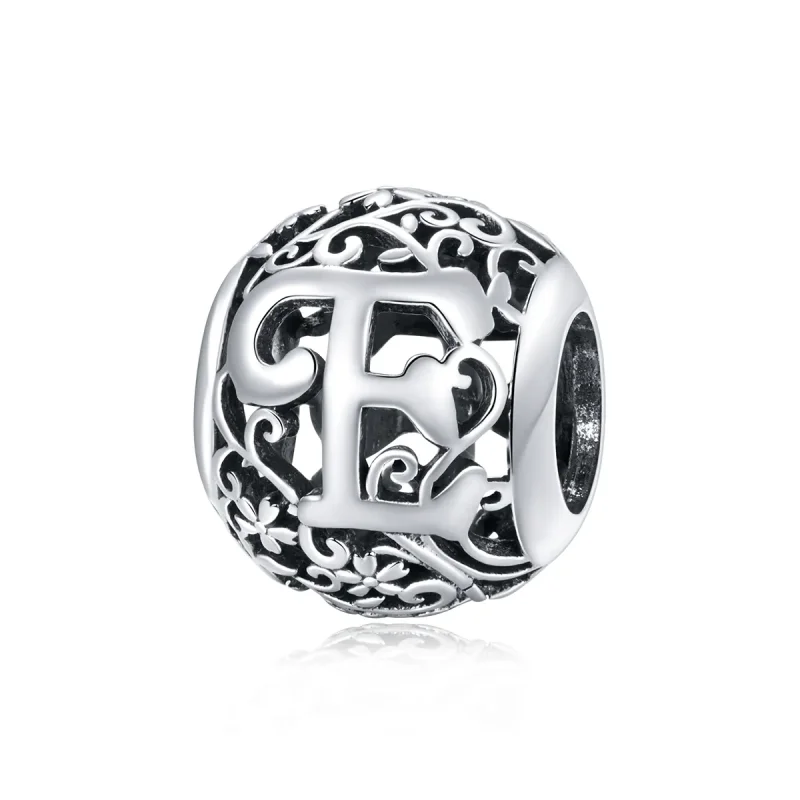 (zdjęcie do) Charms Typu Pandora Kwiatowa Ażurowy Litera E - SCC1444-E