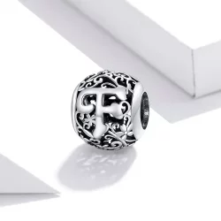 Charms Typu Pandora Kwiatowa Ażurowy Litera F - SCC1444-F