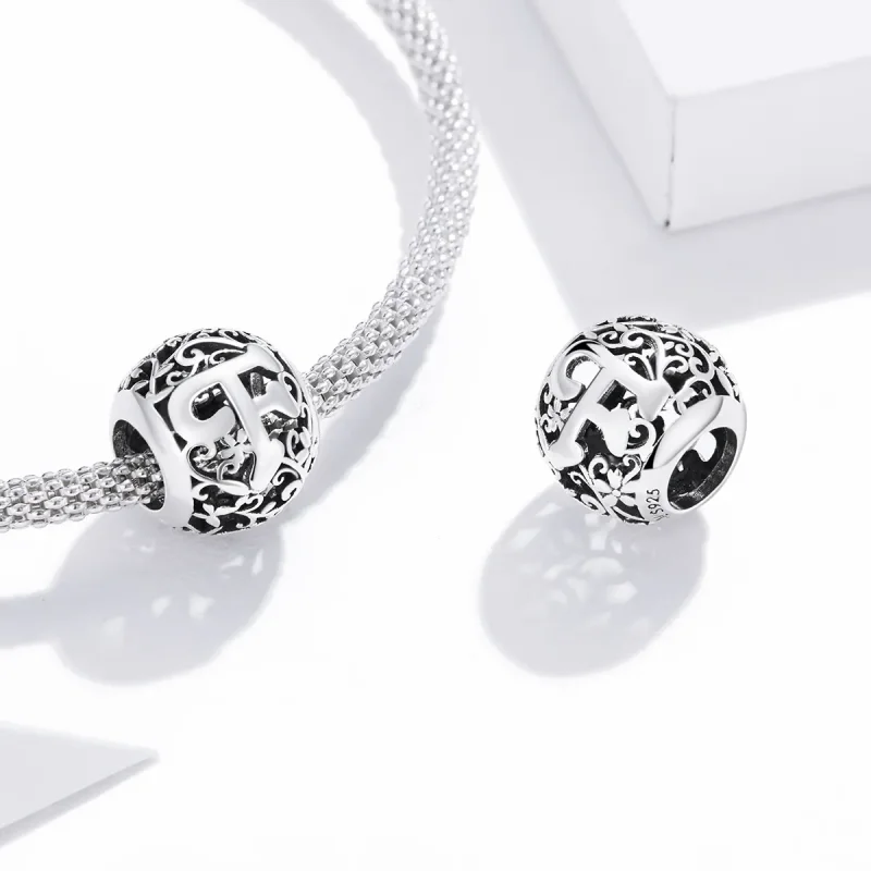(zdjęcie do) Charms Typu Pandora Kwiatowa Ażurowy Litera F - SCC1444-F - Wyświetl 4