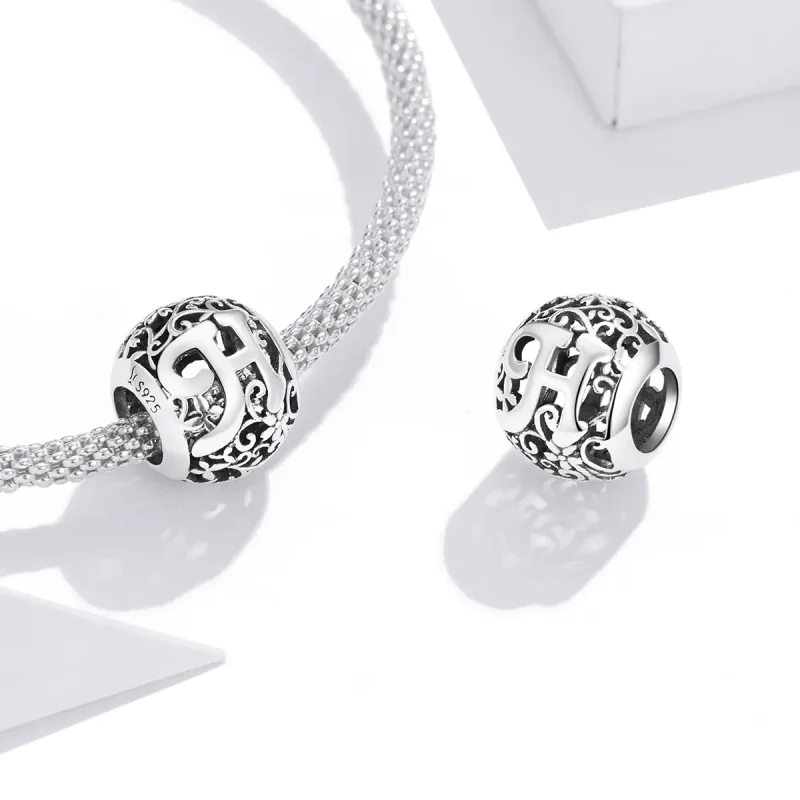 (zdjęcie do) Charms Typu Pandora Kwiatowa Ażurowy Litera H - SCC1444-H - Wyświetl 4
