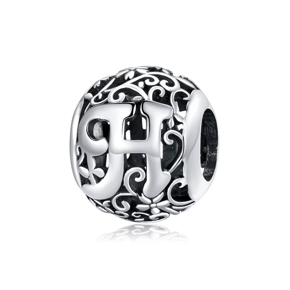 Charms Typu Pandora Kwiatowa Ażurowy Litera H - SCC1444-H