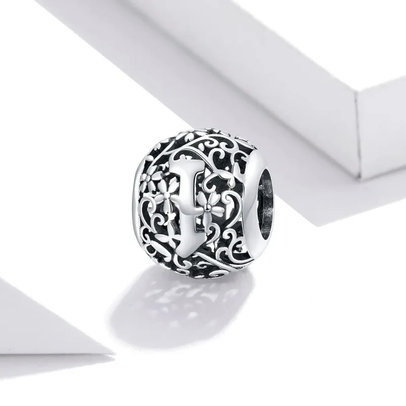 (zdjęcie do) Charms Typu Pandora Kwiatowa Ażurowy Litera I - SCC1444-I - Wyświetl 2