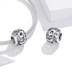 Charms Typu Pandora Kwiatowa Ażurowy Litera J - SCC1444-J