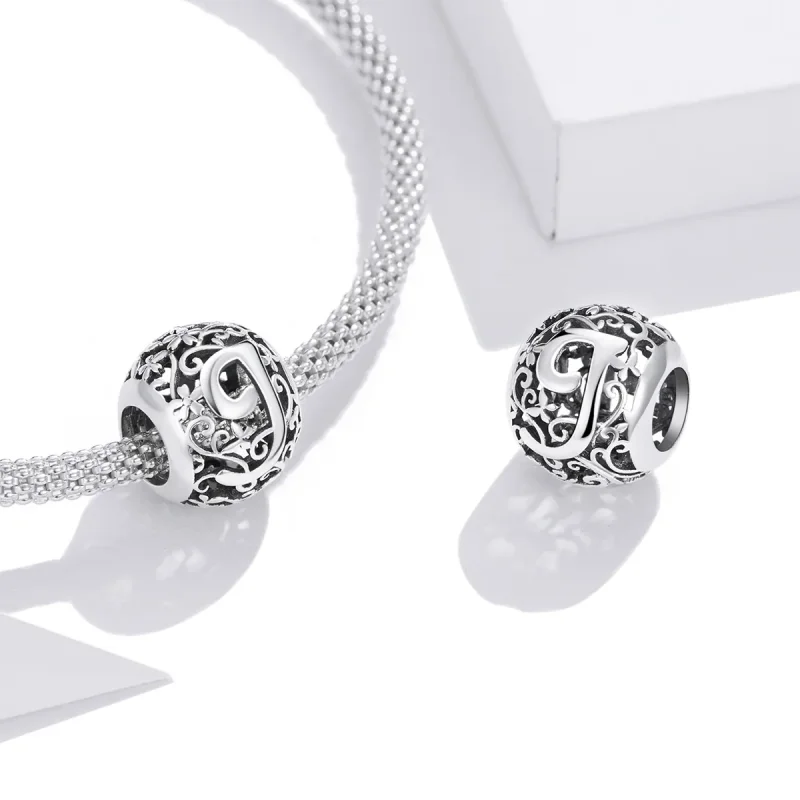 (zdjęcie do) Charms Typu Pandora Kwiatowa Ażurowy Litera J - SCC1444-J - Wyświetl 4