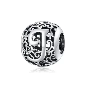 Charms Typu Pandora Kwiatowa Ażurowy Litera J - SCC1444-J