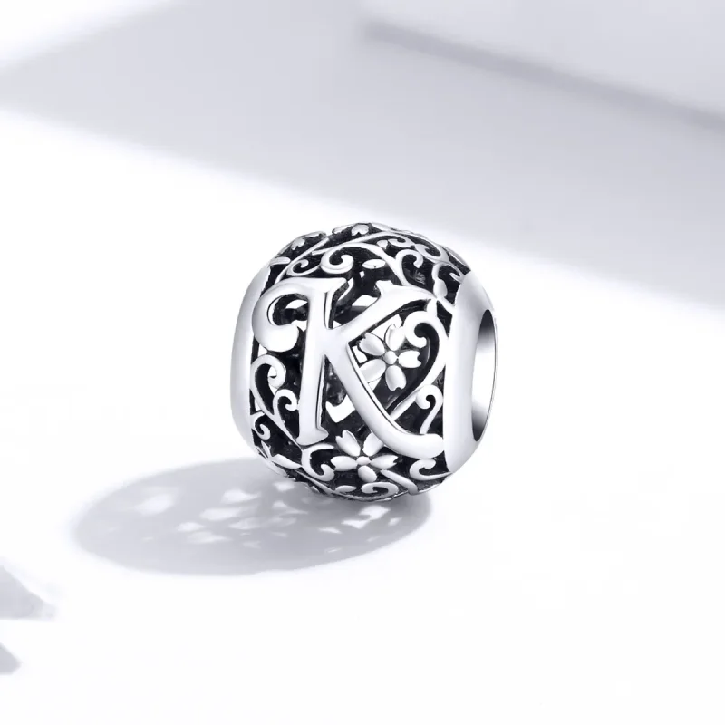 (zdjęcie do) Charms Typu Pandora Kwiatowa Ażurowy Litera K - SCC1444-K - Wyświetl 2