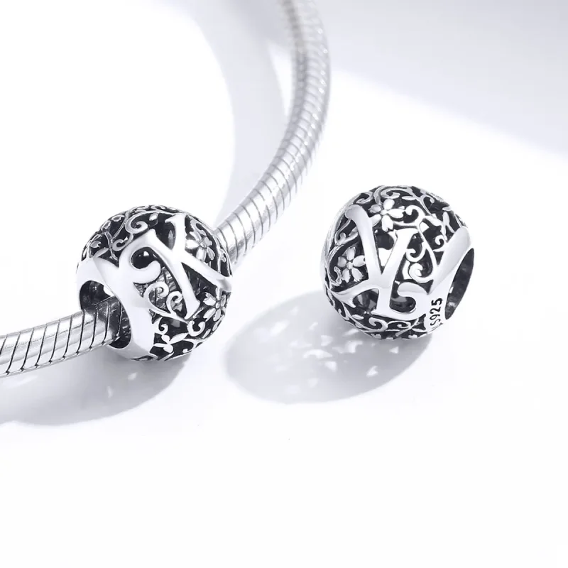(zdjęcie do) Charms Typu Pandora Kwiatowa Ażurowy Litera K - SCC1444-K - Wyświetl 4