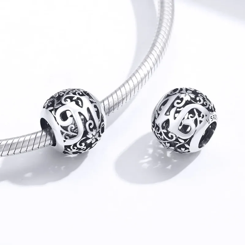(zdjęcie do) Charms Typu Pandora Kwiatowa Ażurowy Litera M - SCC1444-M - Wyświetl 4