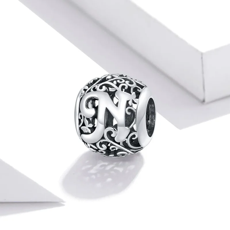 (zdjęcie do) Charms Typu Pandora Kwiatowa Ażurowy Litera N - SCC1444-N - Wyświetl 2