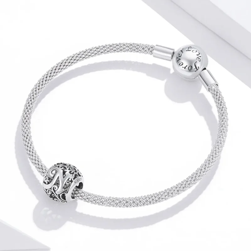 (zdjęcie do) Charms Typu Pandora Kwiatowa Ażurowy Litera N - SCC1444-N - Wyświetl 3