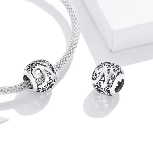 Charms Typu Pandora Kwiatowa Ażurowy Litera N - SCC1444-N