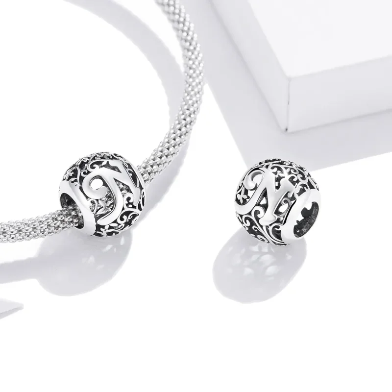 (zdjęcie do) Charms Typu Pandora Kwiatowa Ażurowy Litera N - SCC1444-N - Wyświetl 4