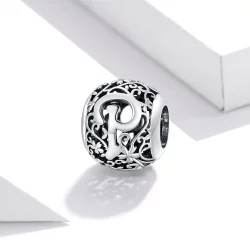 Charms Typu Pandora Kwiatowa Ażurowy Litera P - SCC1444-P