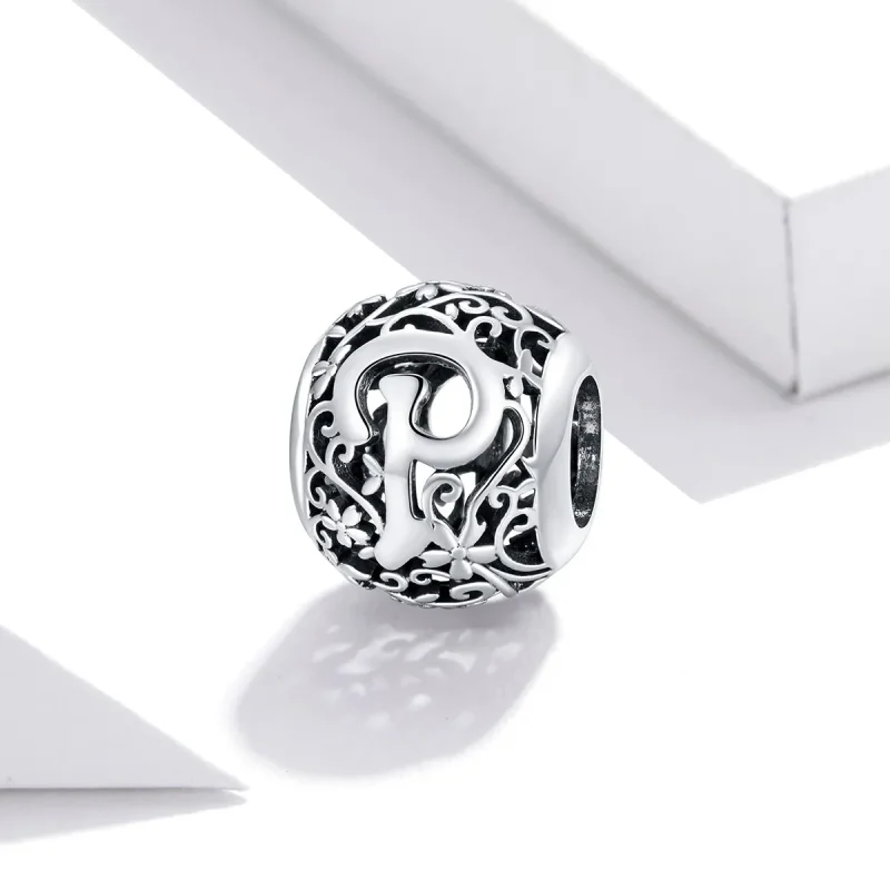 (zdjęcie do) Charms Typu Pandora Kwiatowa Ażurowy Litera P - SCC1444-P - Wyświetl 2