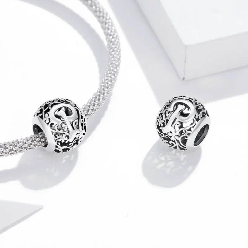 (zdjęcie do) Charms Typu Pandora Kwiatowa Ażurowy Litera P - SCC1444-P - Wyświetl 4