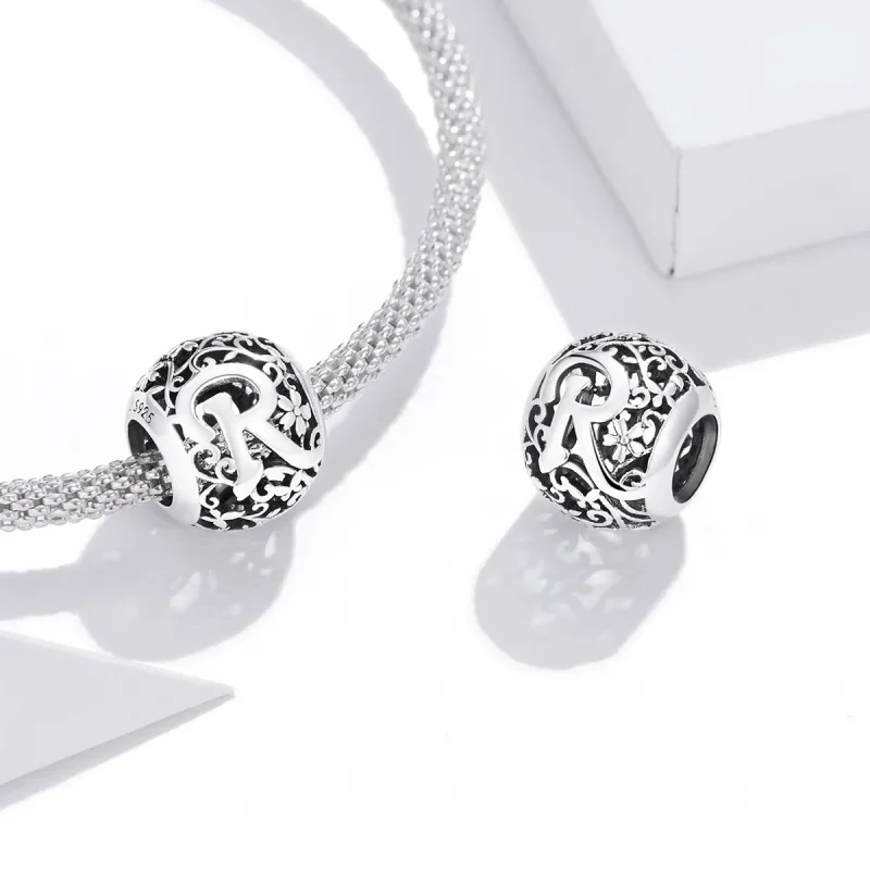 (zdjęcie do) Charms Typu Pandora Kwiatowa Ażurowy Litera R - SCC1444-R - Wyświetl 4